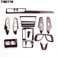 TOMEFON For Mazda3 Axela 2017 Carbon Fiber Wood Paint Car Interior Front Rear Window Switch Air Vent Gear Shift Trim Cover 14pcs