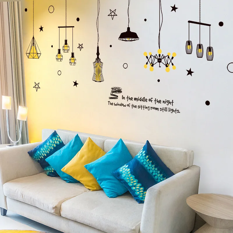 

Creative art chandelier wall sticker PVC Material waterproof wall decal For Living room sofa background wall home decor sticker