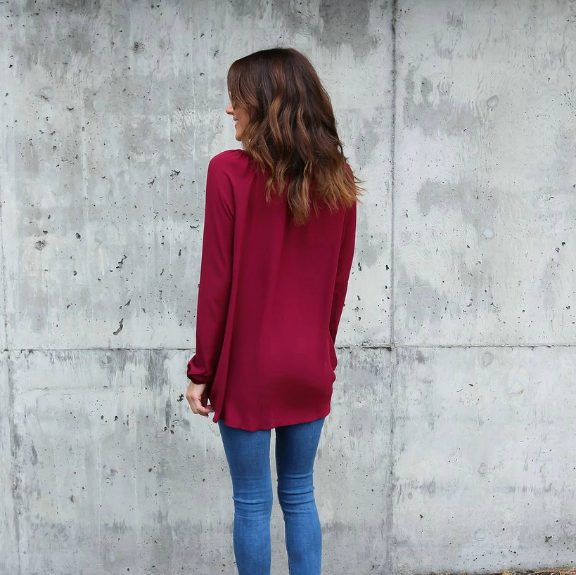 Женская офисная блузка с длинным рукавом базовая белая/черная шифоновая