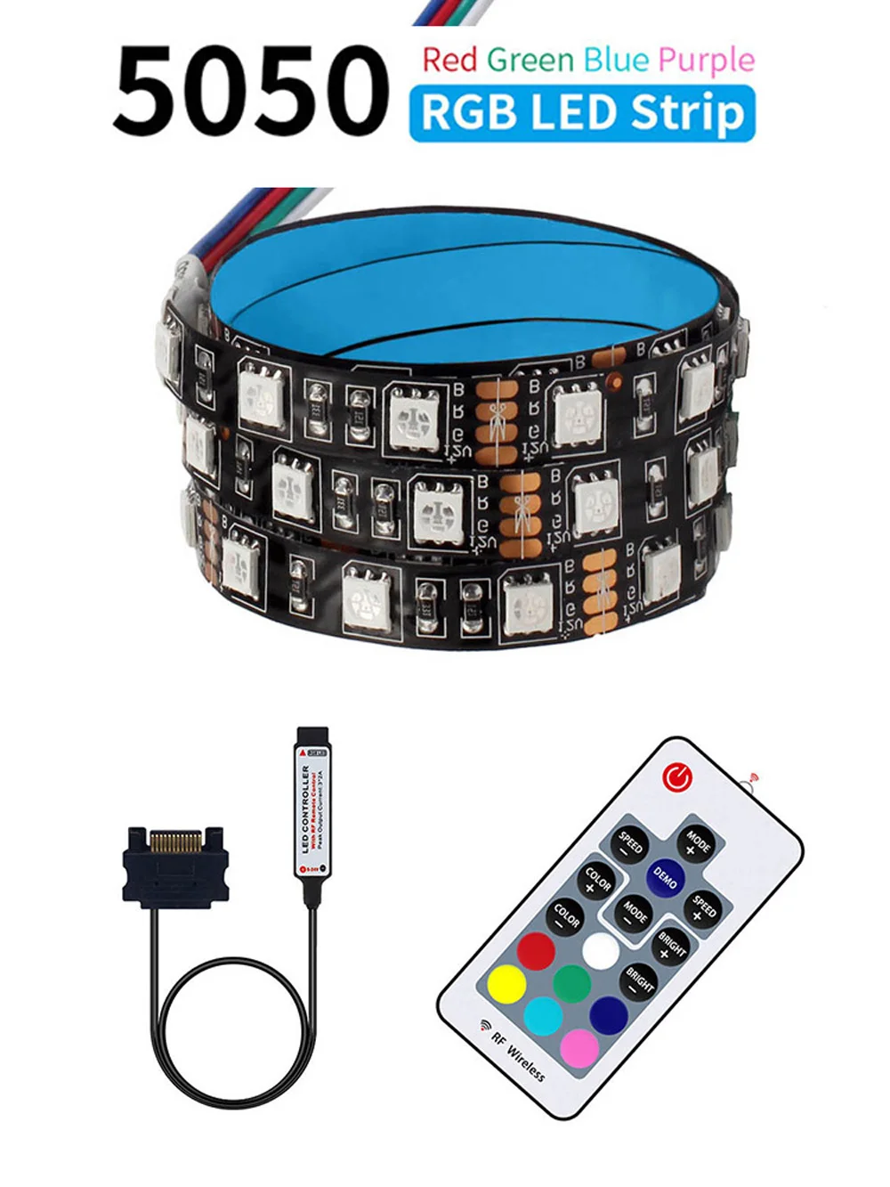 Гибкая светодиодная лента с кабелем Sata 12 В постоянного тока 5050 RGB SMD +