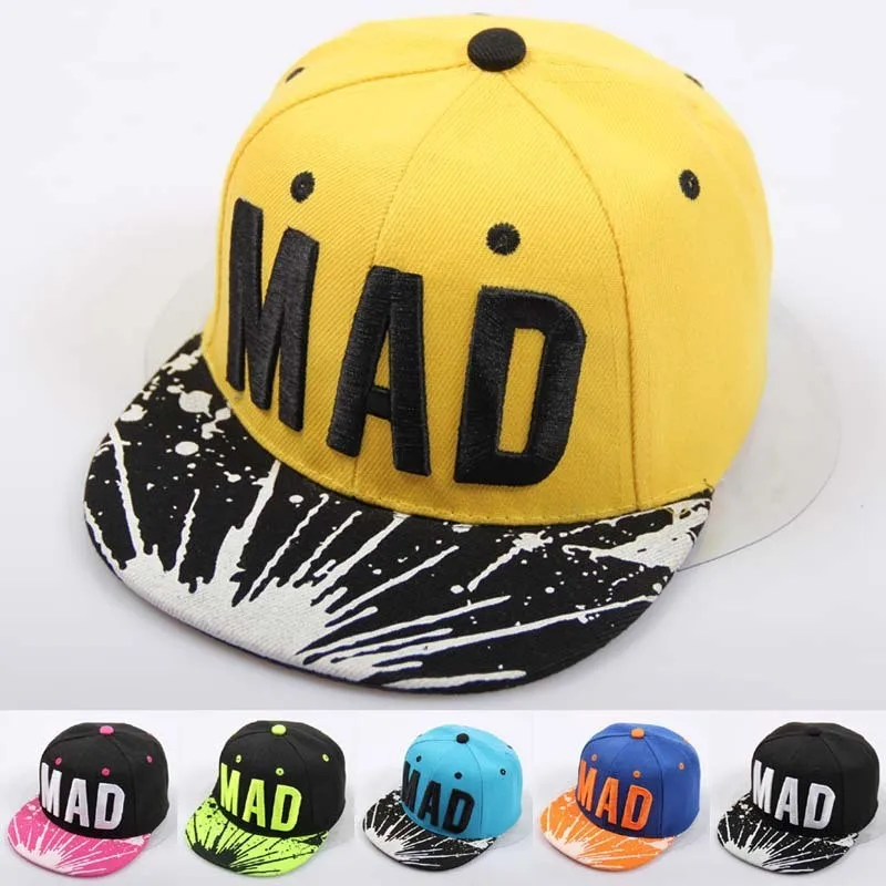 Бейсбольная Кепка Snapback Bone для детей с вышивкой MAD Letter Детская кепка мальчиков и