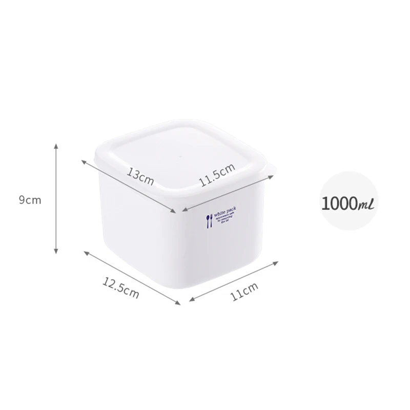 White-1000ml ONEUP белый бытовой Ланч-бокс для хранения пластиковый прямоугольный фруктовый Microwavable контейнер в холодильник Детская коробка для посуды - Цвет: White-1000ml