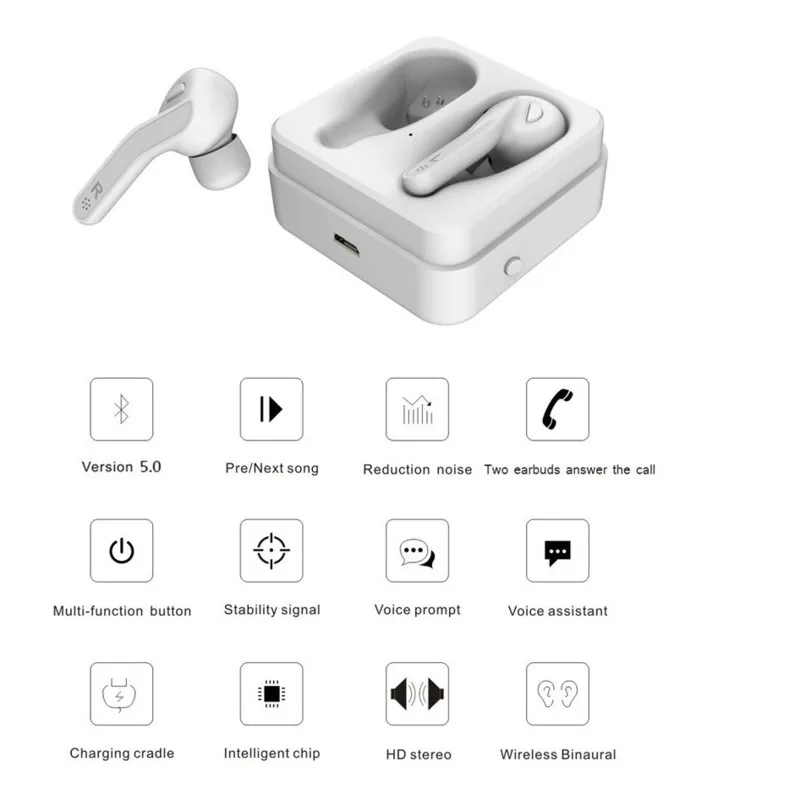 5.0 Really Wireless Sports Waterproof Bluetooth Headset Tws Bring Charge Warehouse Stereo Music Earbud Earphonet With Mic Eh* |