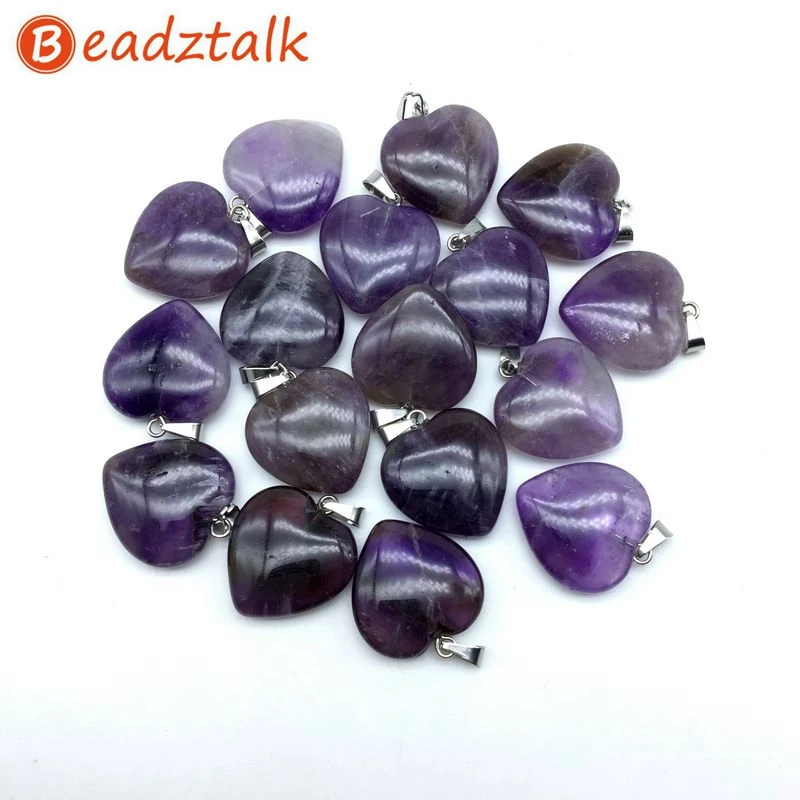 BEADZTALK 6 шт натуральный фиолетовый кристалл камень сердца Шарм Подвески DIY