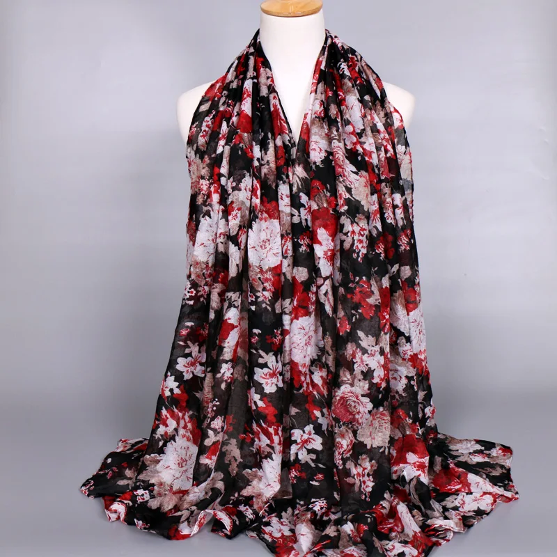 10 шт./лот Цветочная вискозная хиджаб шарф платок для девочек мусульманский