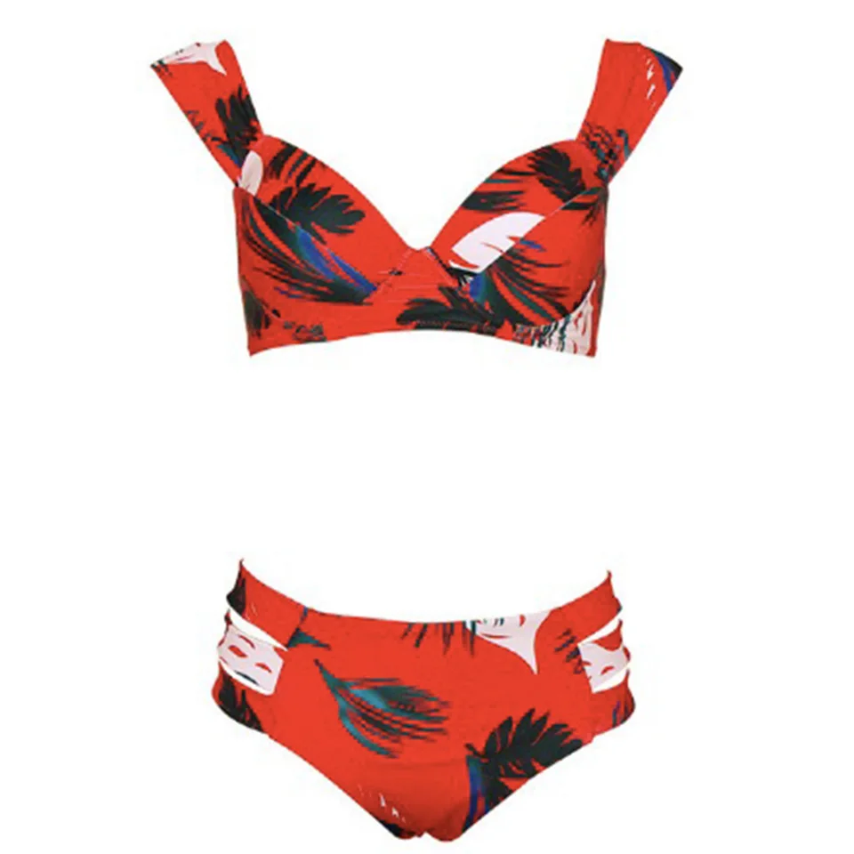 Palm Leaf Print Купальники на косточках Купальник High Cut стринги бикини мини микро