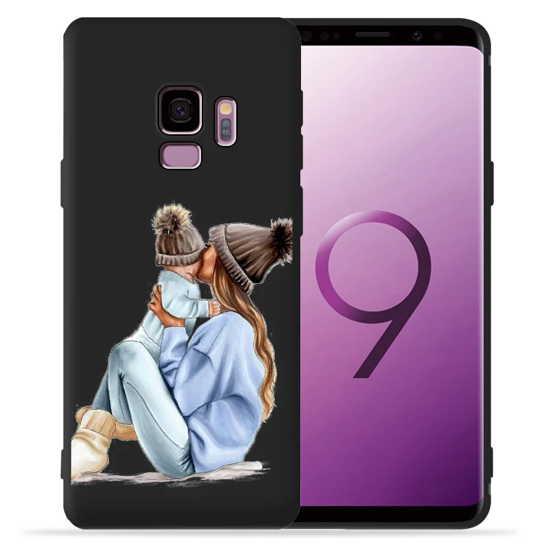 Мягкий Черный Силиконовый ТПУ чехол для Samsung Galaxy S8 S9 S10 Plus Coque Etui Baby Mom Girl S6 S7 Edge Lite