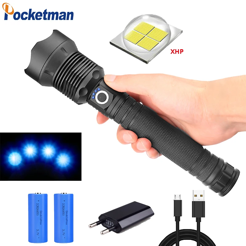 Самый мощный фонарик XLamp xhp70.2 50000 лм светодиодный xhp70 xhp50 18650 26650 с аккумулятором