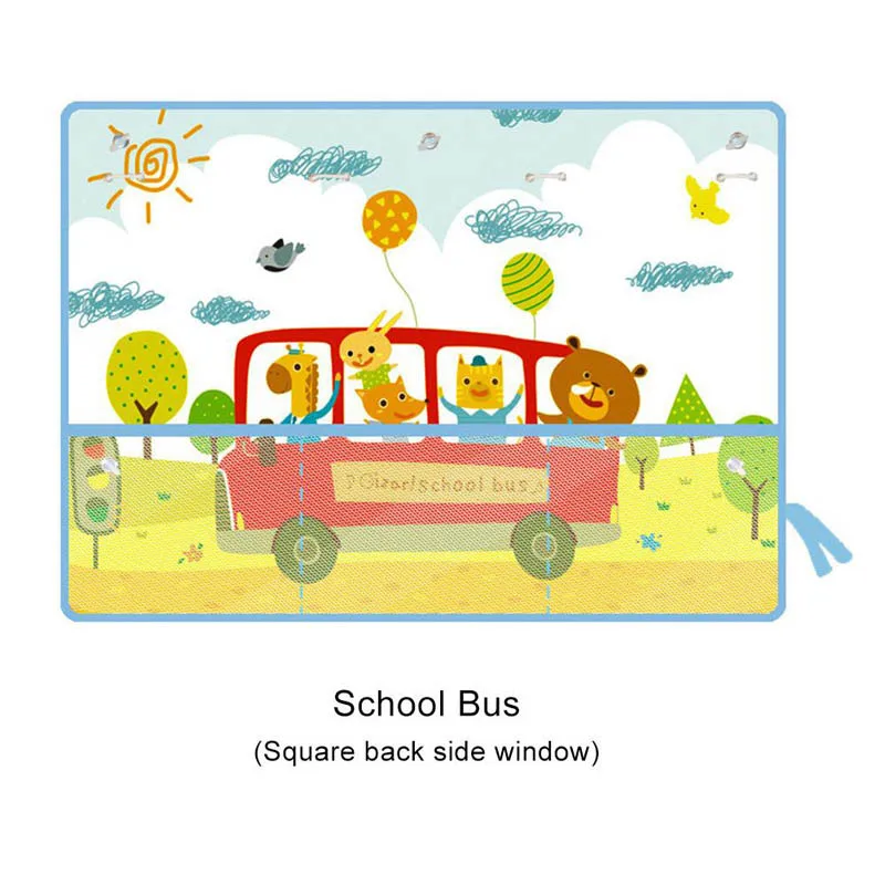School Bus Мультяшное универсальное боковое окно автомобиля занавеска от солнца летняя Блокировка регулируемая детская Солнцезащитная тени солнечная сетка для хранения - Цвет: School Bus