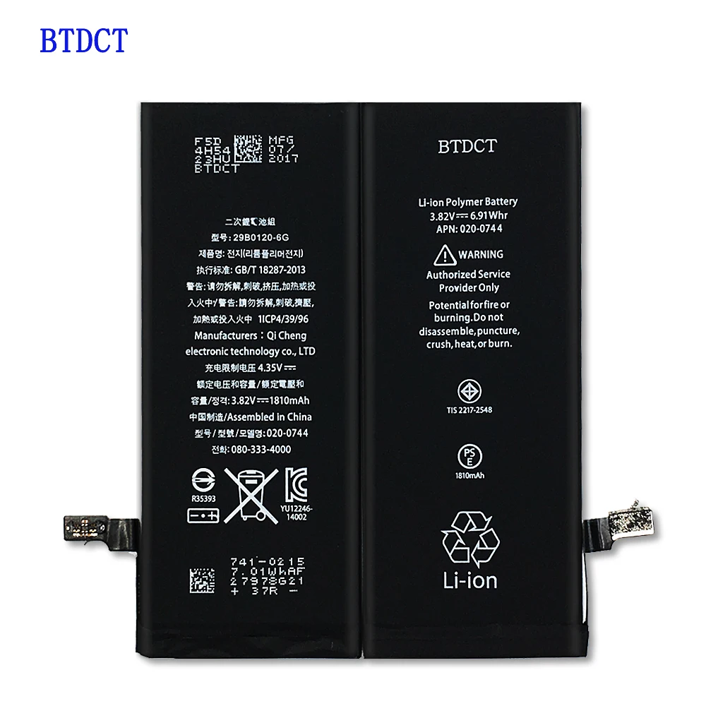 BTDCT оригинальный мобильный телефон Батарея для iPhone 6 г Ёмкость 1810 мАч 0 цикл
