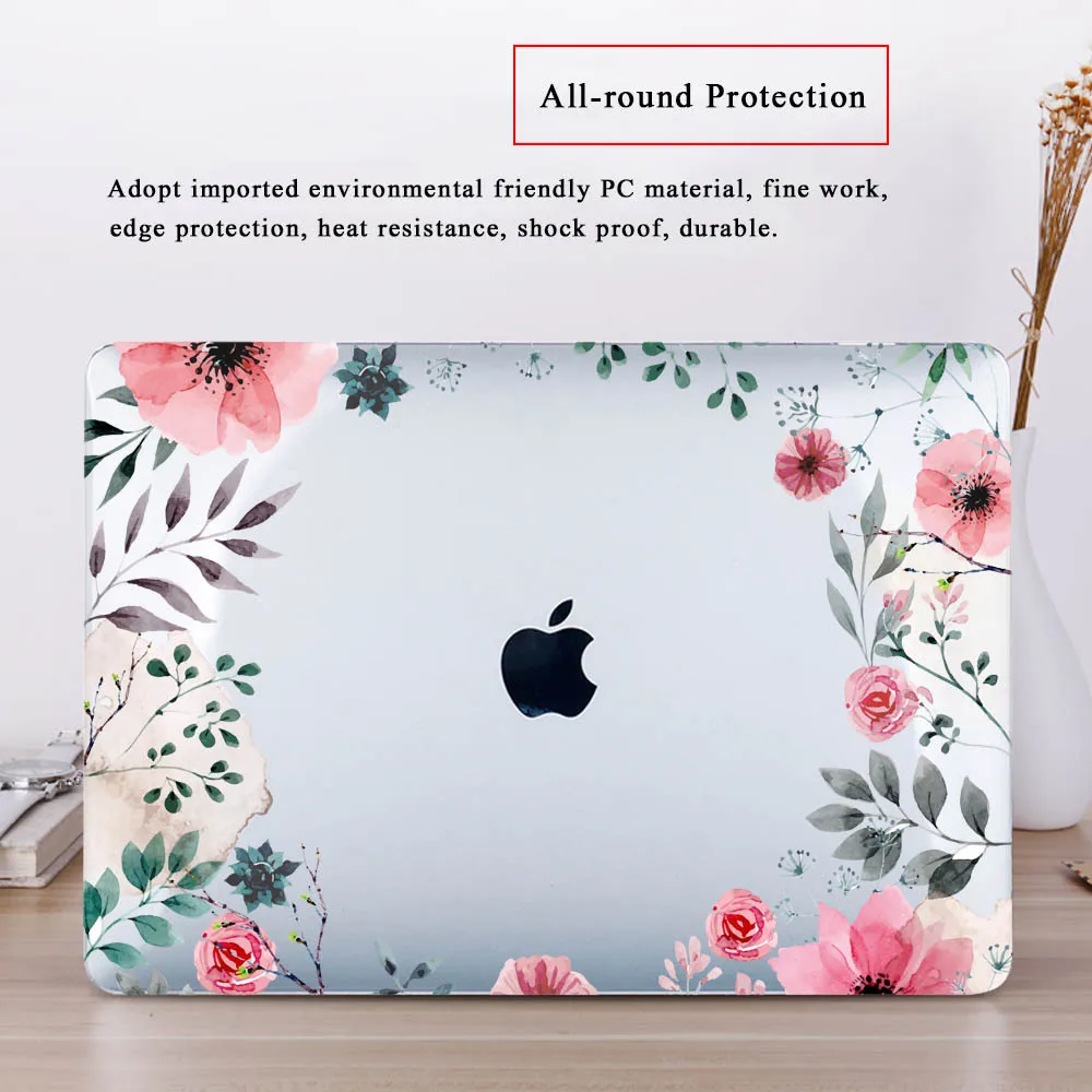 Чехол Redlai для Macbook New Pro 13 15 w/o Touch bar Air 13 A1932 чехол для ноутбука Air Pro retina 12 13 15 жесткий чехол с цветочным принтом