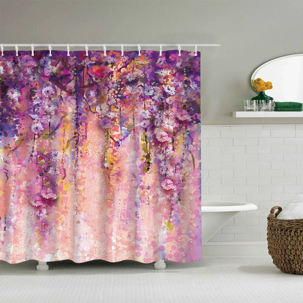 Водонепроницаемая занавеска на крючок для ванной душа с акварелью висячая лоза