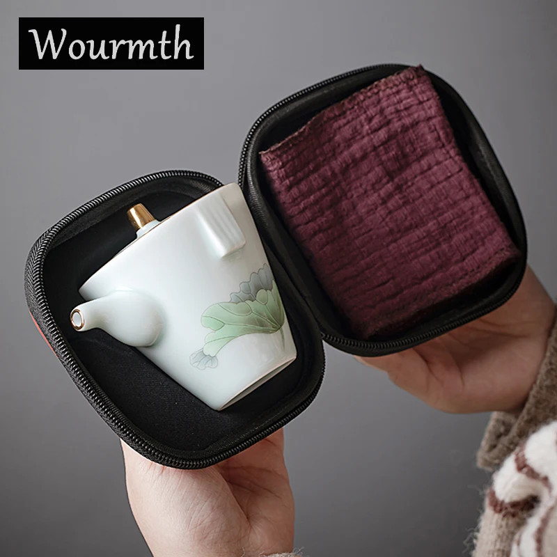Wourmth Китайский кунг-фу чай 1 чайник 3 керамические чашки набор для путешествий