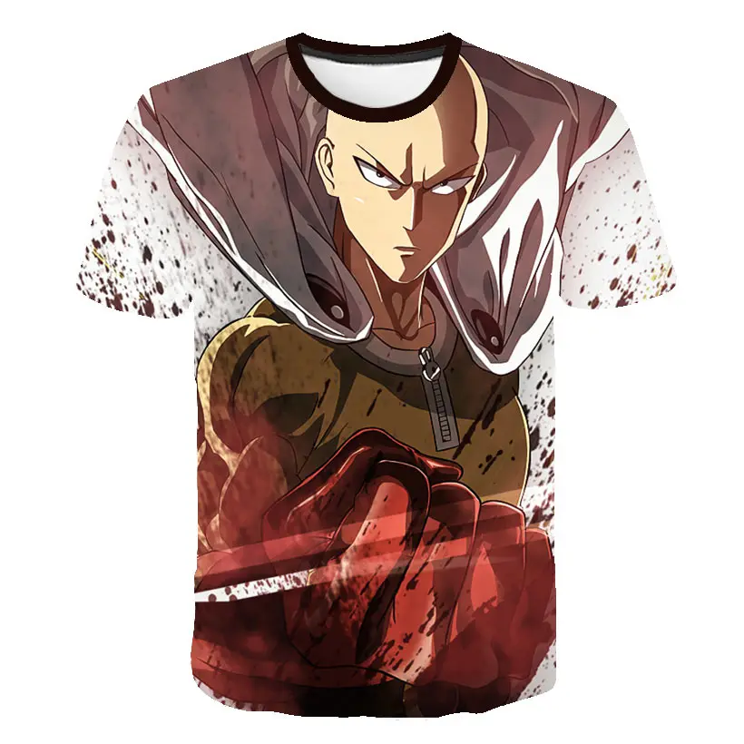 picture color One Punch Man Saitama Sensei, японское аниме, 3D забавная футболка, летняя повседневная футболка с круглым вырезом для мужчин и женщин, одежда с коротким рукавом - Цвет: picture color