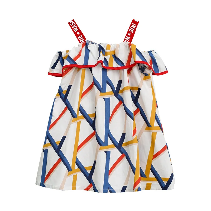 Kids Girl Sling Dresses Summer Chidlren Clothes Toddler Girls Dress Baby Cotton Print Flower Princess Geometric | Детская одежда и