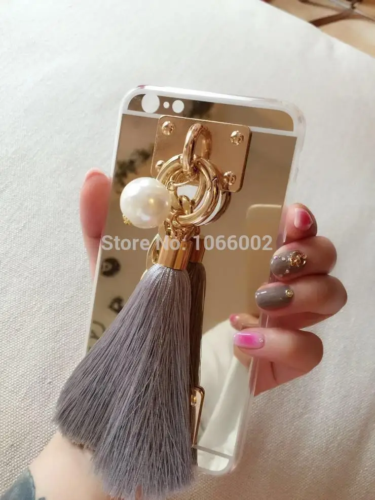 Hot Pompom Fur Ball Mirror TPU Cases For Samsung Galaxy S9 S8 S10 Plus S7 S6 Edge A5 A7 J5 J7 J3 2017 2016 Bracelet Coque |