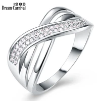 dreamcarnival 1989 new cross design women braided rhodium gold color zircon paved anillos drop shipping stacking rings yr6888