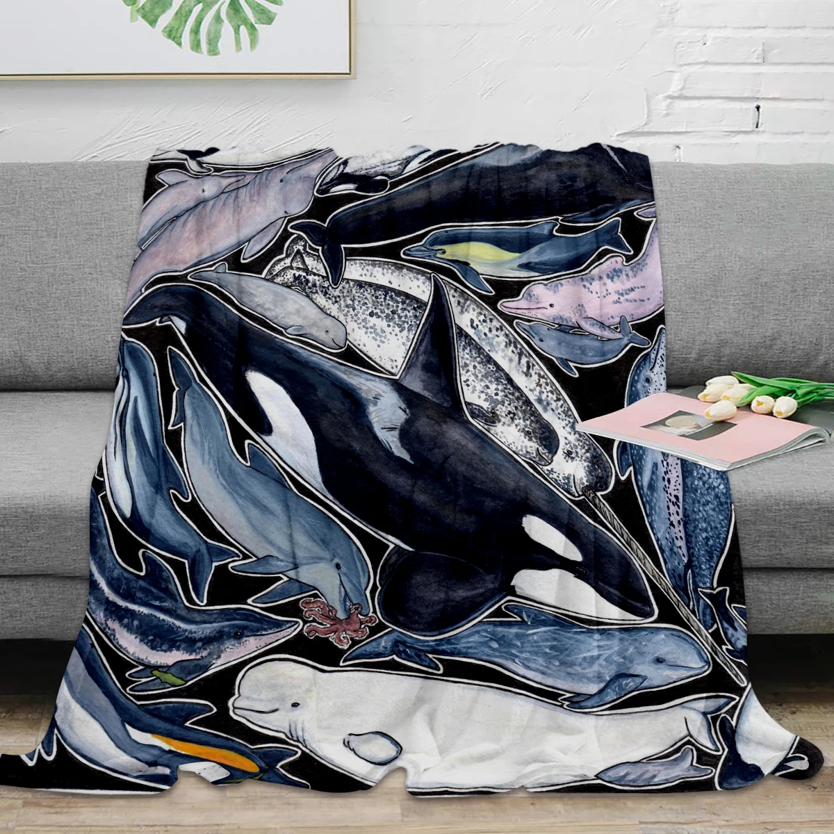 Dolphin, orca, beluga, narwhal & cie  Throw Blanket Warm Microfiber Blanket Flannel Blanket Blankets For Beds