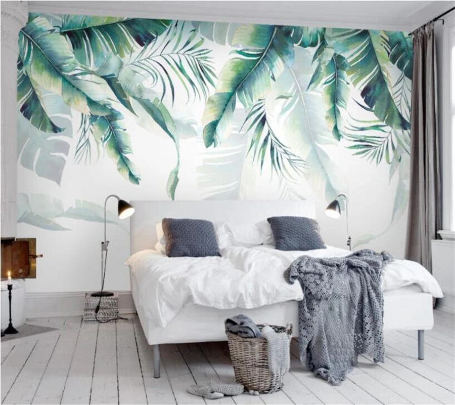 

wellyu Custom Photo Wallpaper Retro Tropical Rain Forest Palm Banana Leaves Wall Mural Cafe Restaurant Backdrop 3d wallpaper