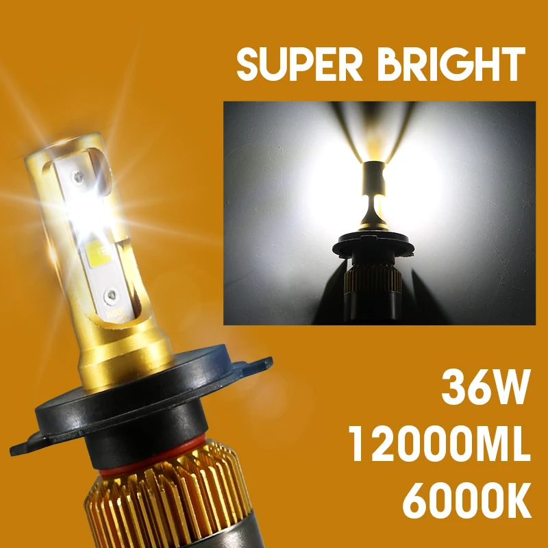 Hlxg 2 шт. 6000K холодный белый H7 Led мини led 12000LM 72 Вт/комплект лампа для фар luces para auto 12V 24V