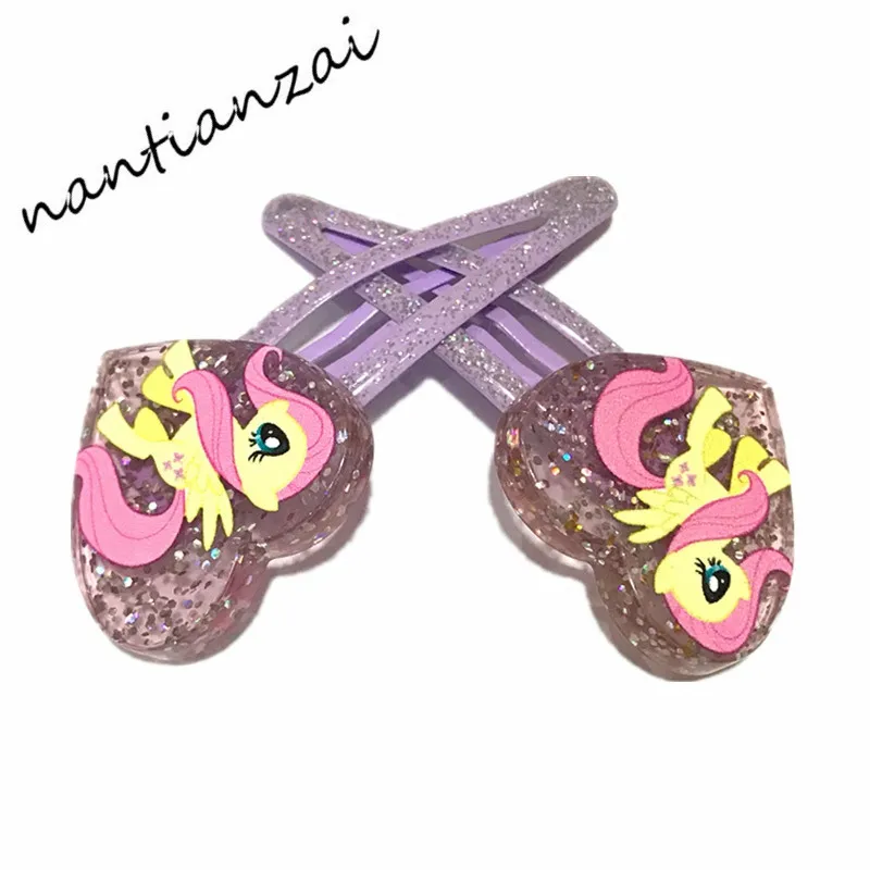 2 шт. My Little Horse мультфильм Шпилька Hairclip Головные уборы BB для девочек аксессуары для волос модная детская одежда зажим для волос вечерние подарок
