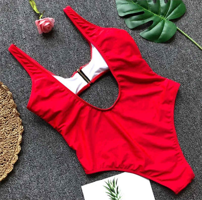 Сексуальный цельный купальник с высокой талией и вырезами пляжная одежда