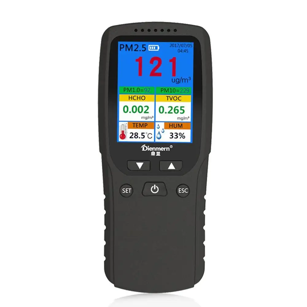 AQI тестер для анализа качества воздуха PM1.0 PM2.5 PM10 HCHO TVOC монитор температуры и
