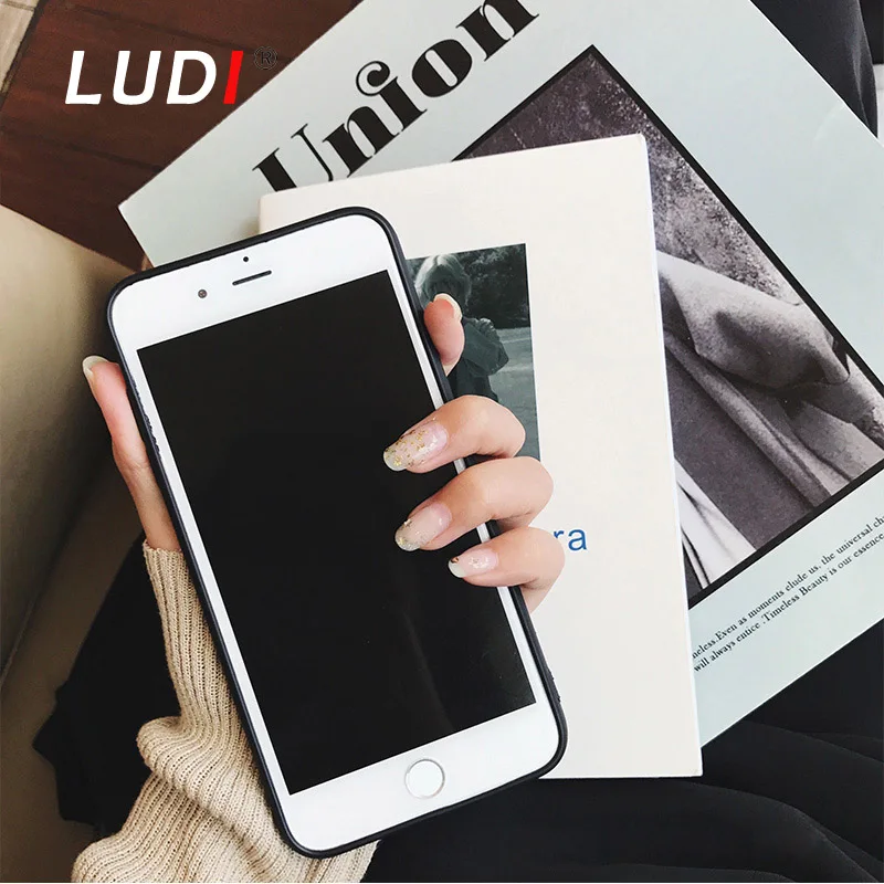 LUDI 3D Floral Red Rose Phone Case for iPhone X/8/7/7plus Soft Black Hipster Embroisery Wrist Strap Cover 6/6s/XS/MAX/XR XS |