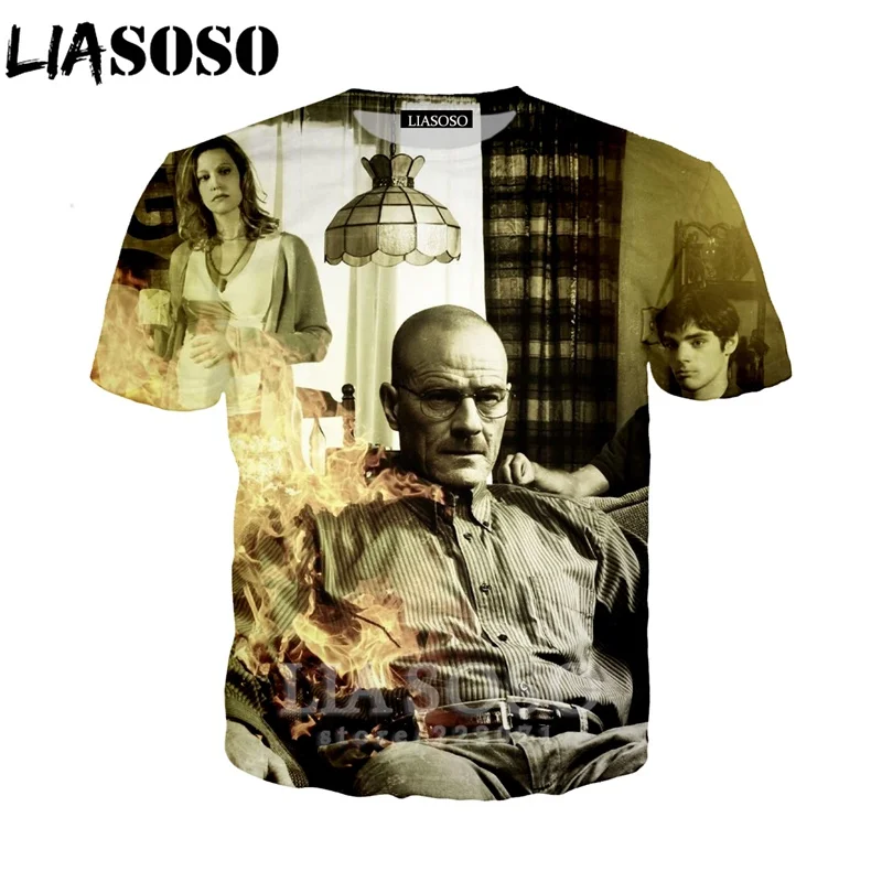 LIASOSO Летний Новый мужской женский модный свитшот 3D принт сериал Breaking Bad футболка с