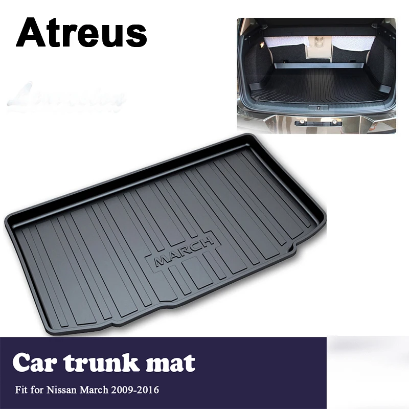

Atreus коврик для багажника автомобиля, лоток, напольный коврик, коврик, водонепроницаемый Противоскользящий коврик для Nissan March K13 2009 2010 2011 2012 ...