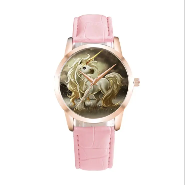 Женские часы белый розовый кварц Единорог цветок Horloges Vrouwen женские Розовое