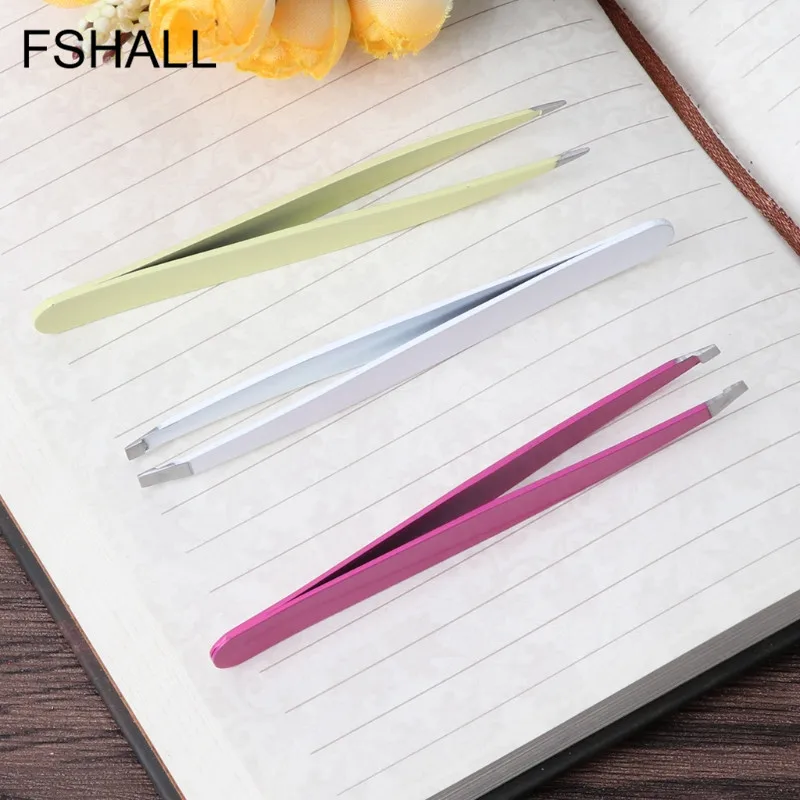 3 шт. профессиональный женский Пинцет из нержавеющей стали с плоским кончиком для