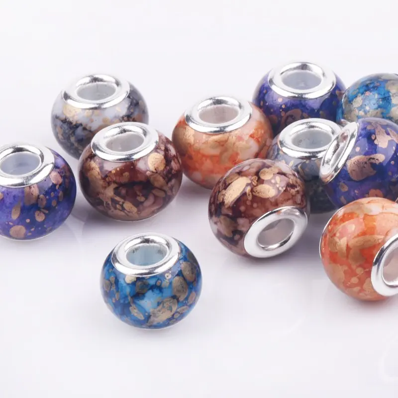 Круглые стеклянные бусины с большим отверстием 10 шт./лот|charm beads|necklace makingbeads fit |