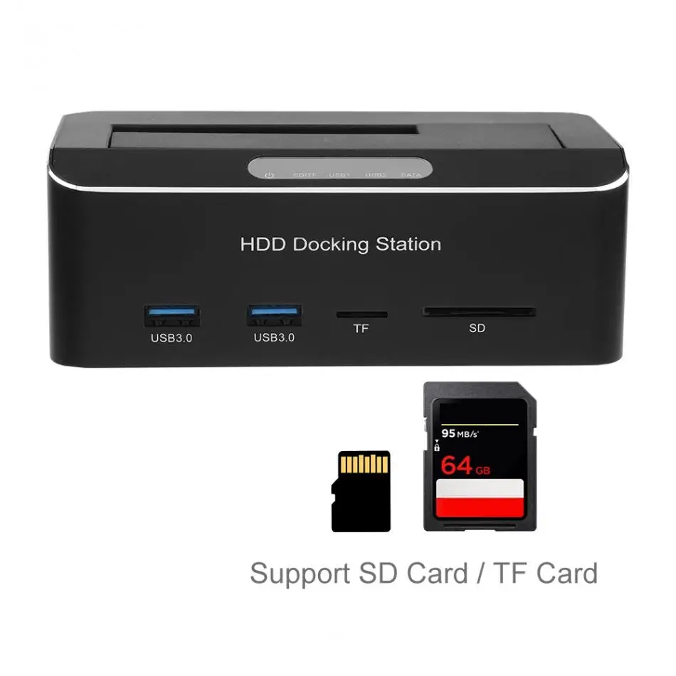 Внешний док-станция для жесткого диска USB3.0 на SATA для 2,5 или 3,5 дюймового жесткого диска с поддержкой карт SDTF