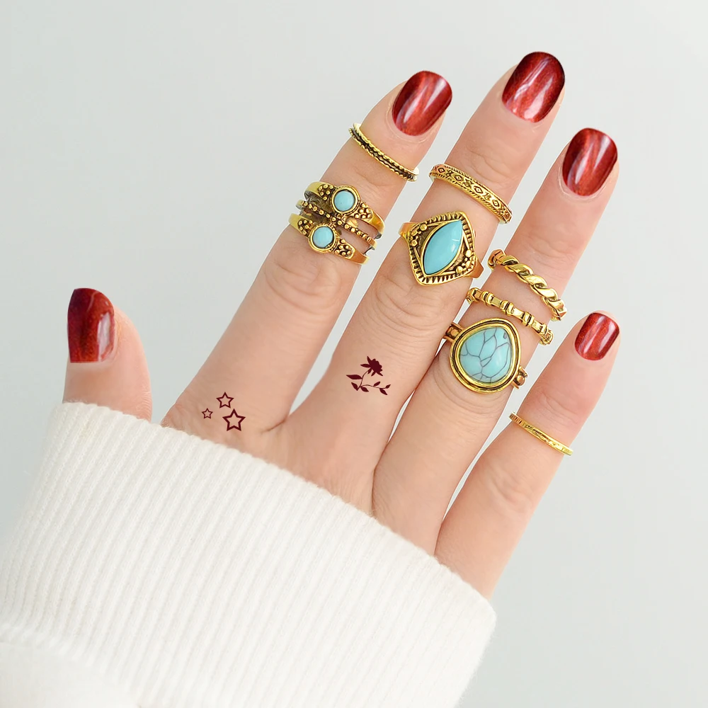 Newindy 8 шт./компл. Винтаж Boho Кольца под старину цвет серебристый Золотой-Цвет с
