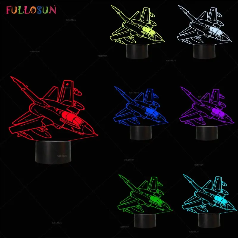 FS-4265 Самолет 3D визуальная лампа светодиодный Иллюзия ночник Игрушечная модель самолета ночник для детей - Испускаемый цвет: FS-4265