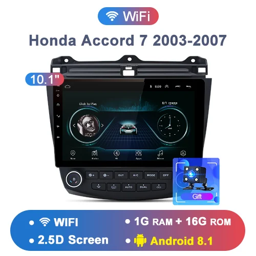 1-16GB WIFI AWESAFE для Honda Accord 7 2003 2004 2005 2006 2007 Автомобиль Радио Мультимедийный видеоплеер gps без 2din 2 din Android 8,1 2G+ 32G - Цвет: 1-16GB WIFI