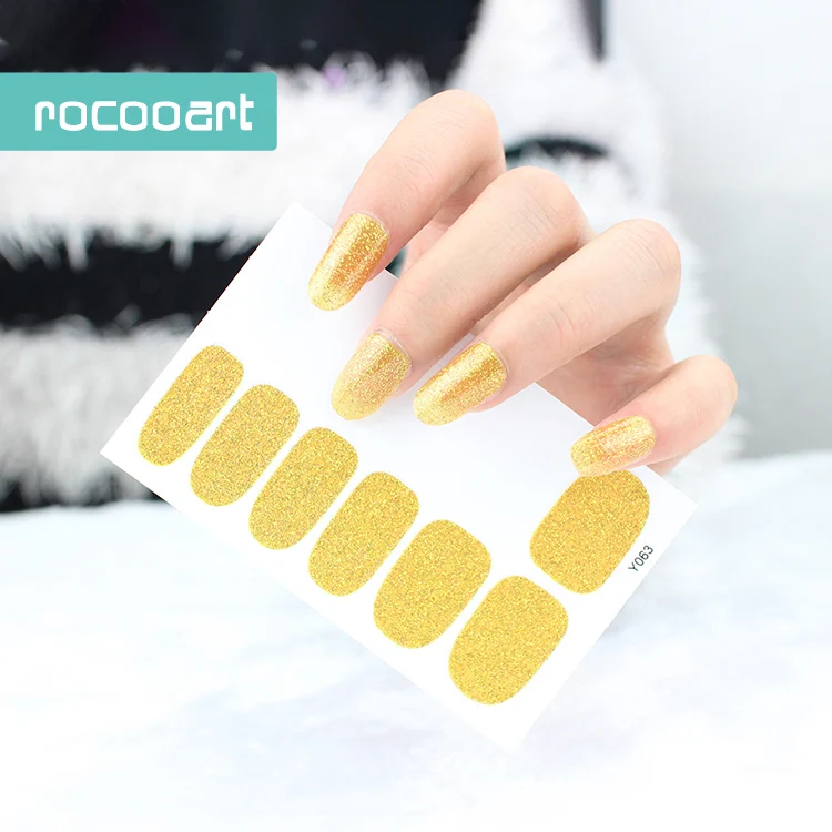 

Rocooart 12 Nails Pure Color Adhesive Nail Art Sticker New Fashion Lady Nail Art Decals Colorful Foil Nail Wraps For Girls Women