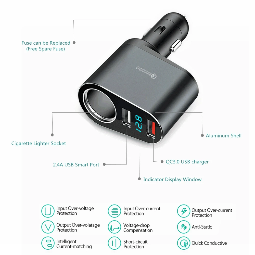 Автомобильное зарядное устройство Quick Charge QC3.0 быстрое 5 в 2 4 А автомобильное с