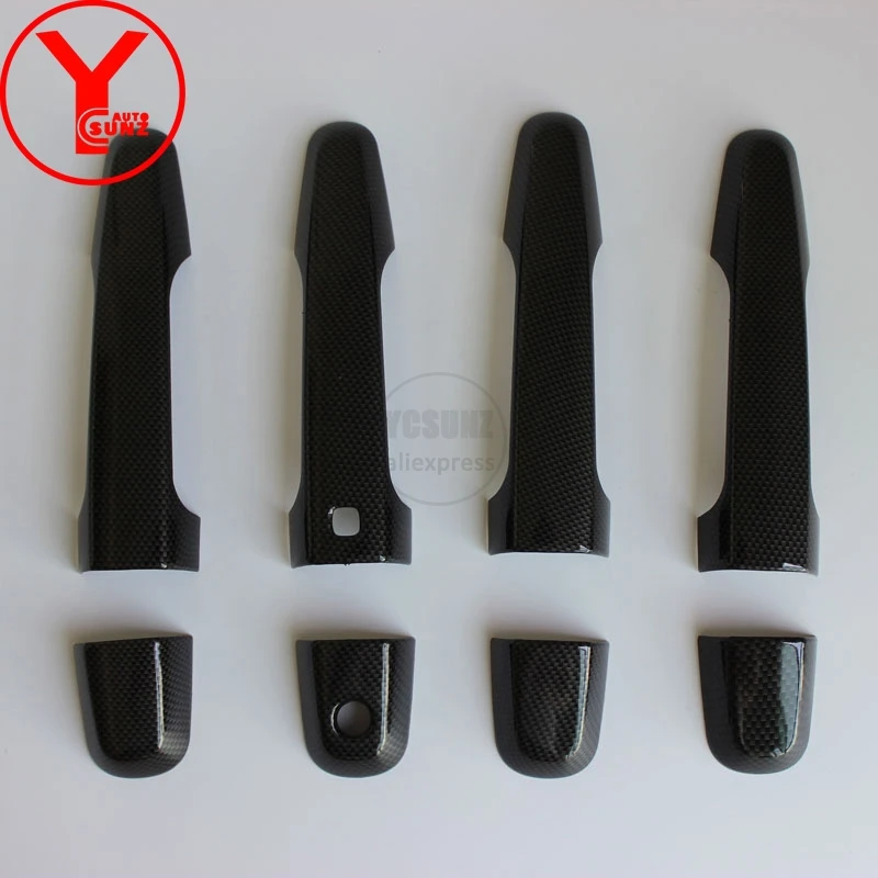 carbon fiber 2 hole Крышки дверных ручек для MITSUBISHI PAJERO SPORT Shogun L200 Triton ABS автомобильные аксессуары для Montero sport YCSUNZ - Цвет: carbon fiber 2 hole