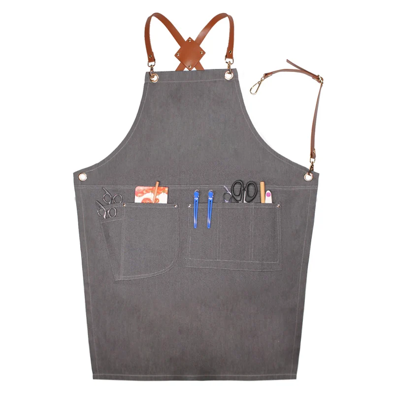 Style2 Модный джинсовый фартук для приготовления пищи, кухни, шеф-повара, официанта, кафе, магазина, барбекю, парикмахера, съемные джинсовые инструменты, фартук для женщин и мужчин - Цвет: Style2