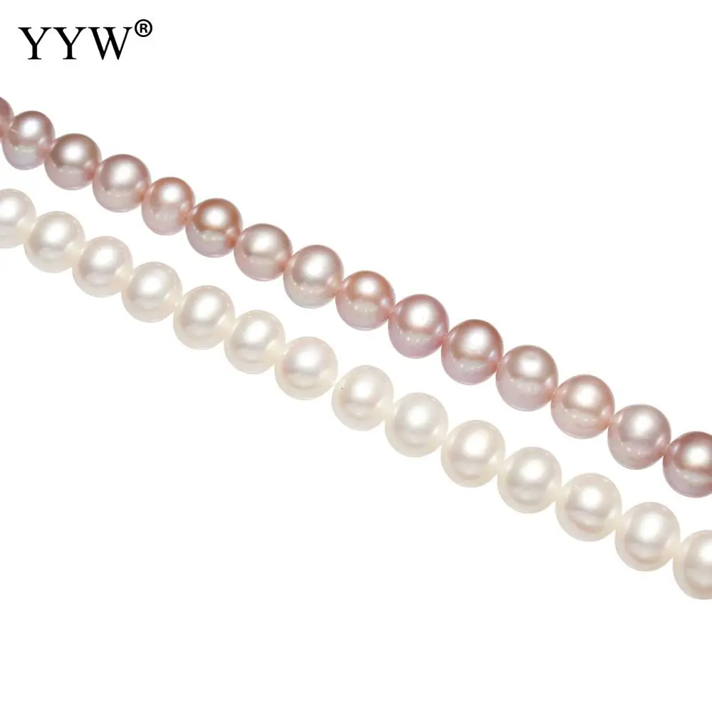 

8-9mm White/Purple Round Natural Freshwater Pearl Stone Beads Strand For DIY Necklace Bracelets Jewelry Making Findings