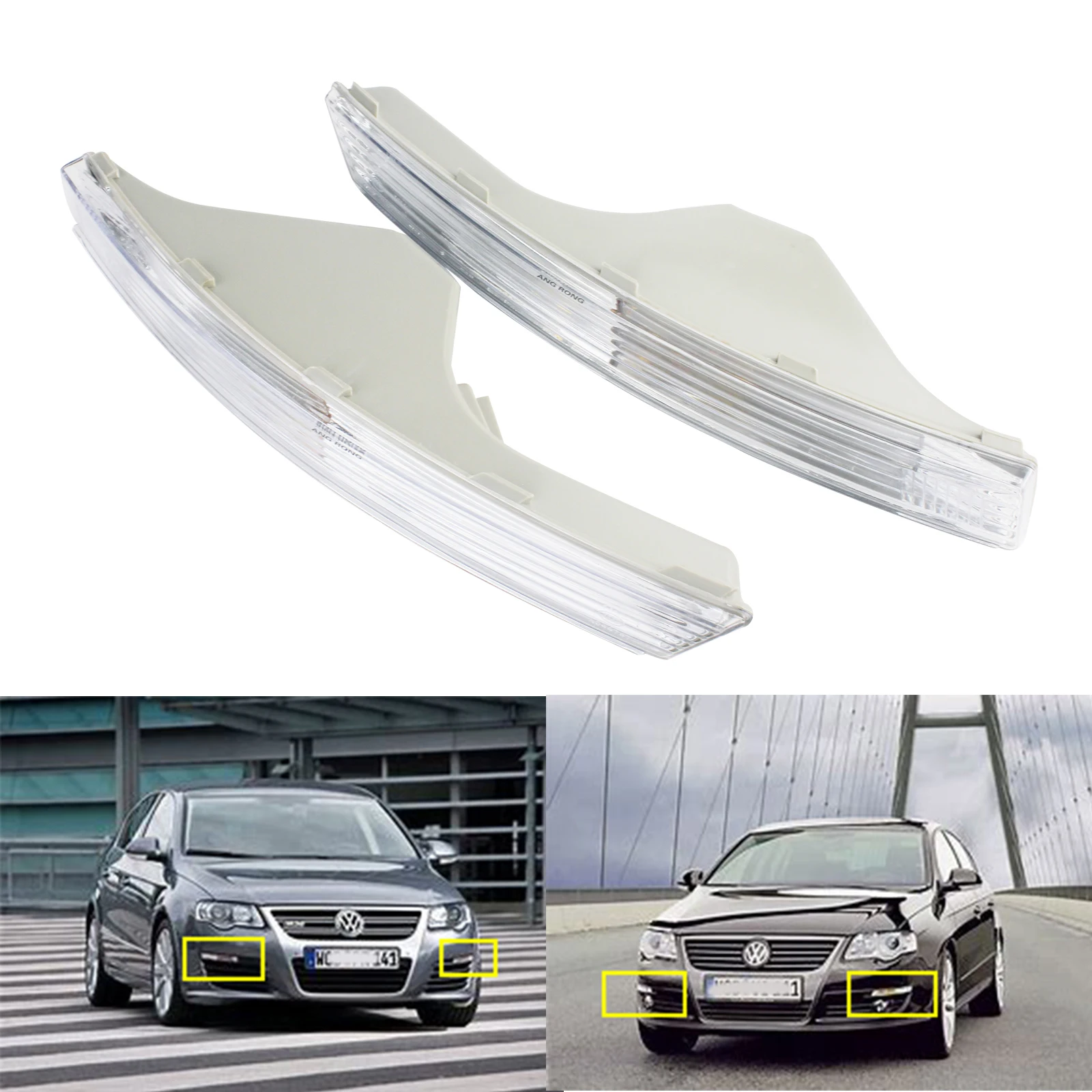 

ANGRONG Front Bumper Indicator Turn Signal Light Lamps L&R No Bulb For VW Passat 3C B6 05-10