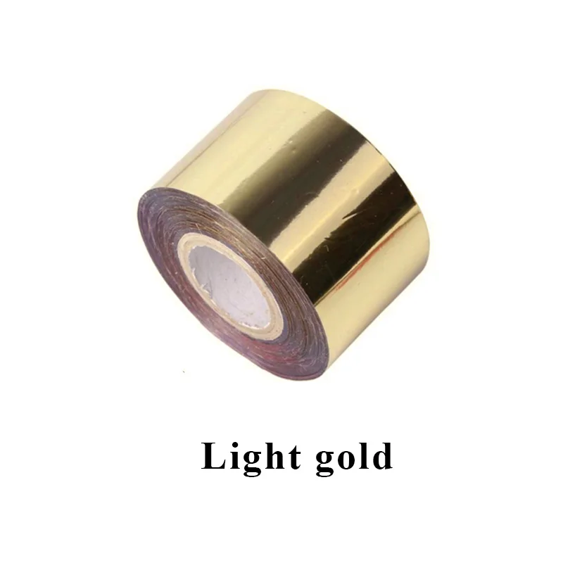 Light gold 1 рулон Фольга для ногтей Переводные обертывания металлические цветные наклейки-лак для ногтей 120x0,04 м блестящее звездное небо бумажное украшение для маникюра «сделай сам» советы - Цвет: Light gold