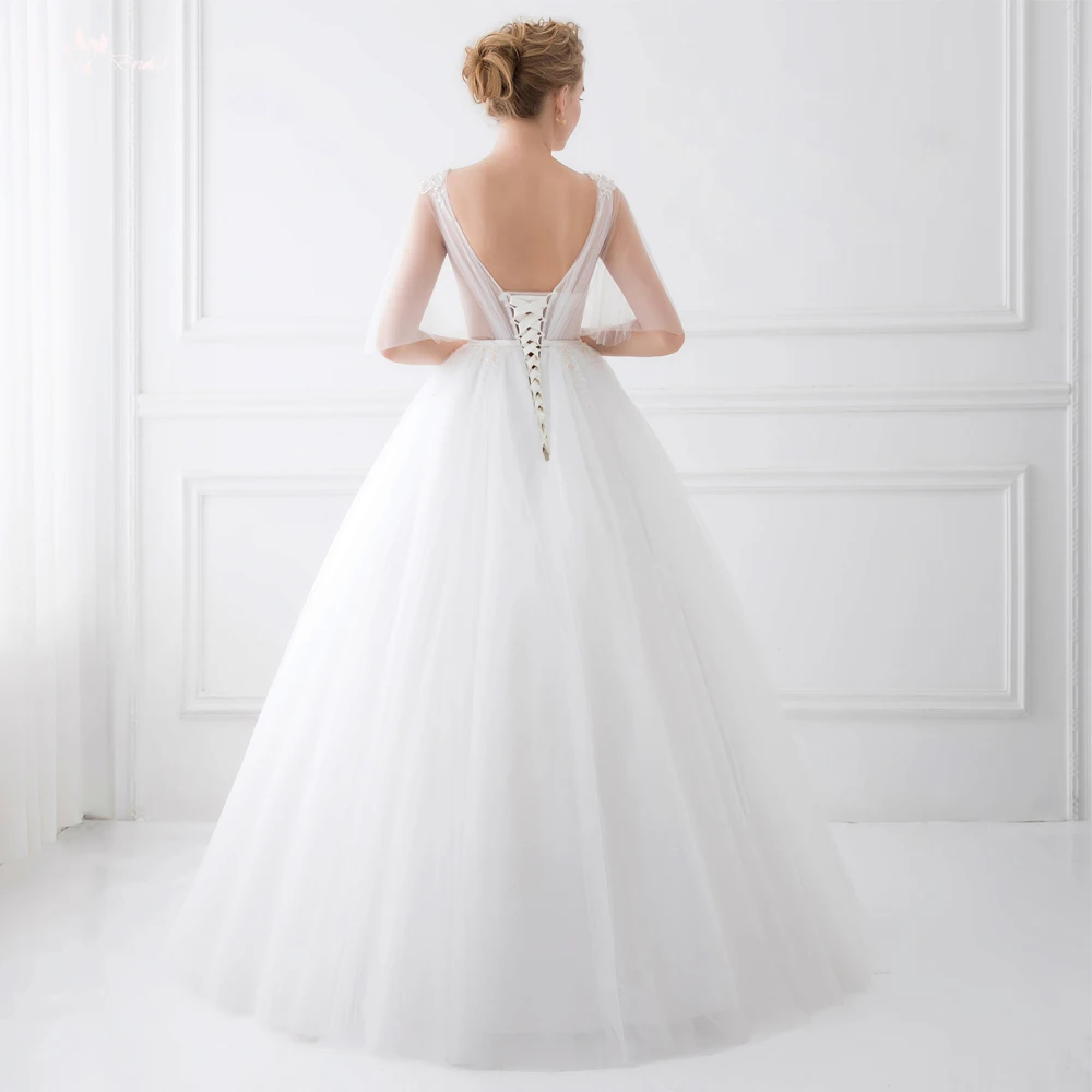 TW0209 с вырезом на спине вышивкой бисером Vestido De Noiva накидкой платье для Casamento|vestidos