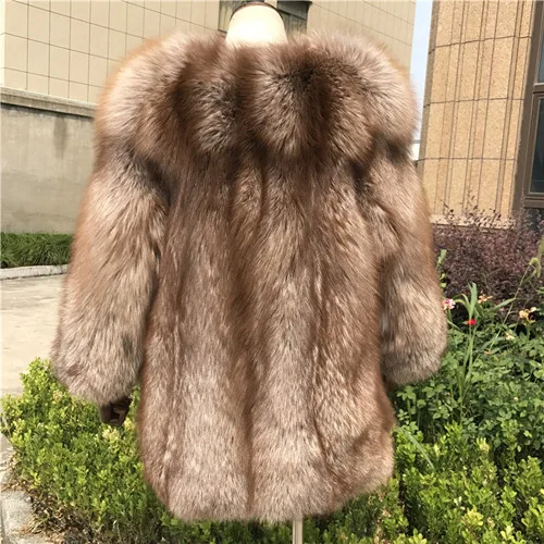 Natural Натуральное пальто из красного лисьего меха, Женское пальто из натурального Лисьего меха, зимнее теплое пальто из натурального меха для женщин - Цвет: Natural