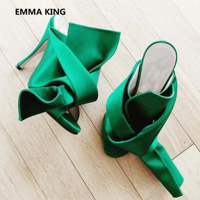 Emma king/Роскошные Дизайнерские вечерние свадебные шлепанцы с бантиком женские