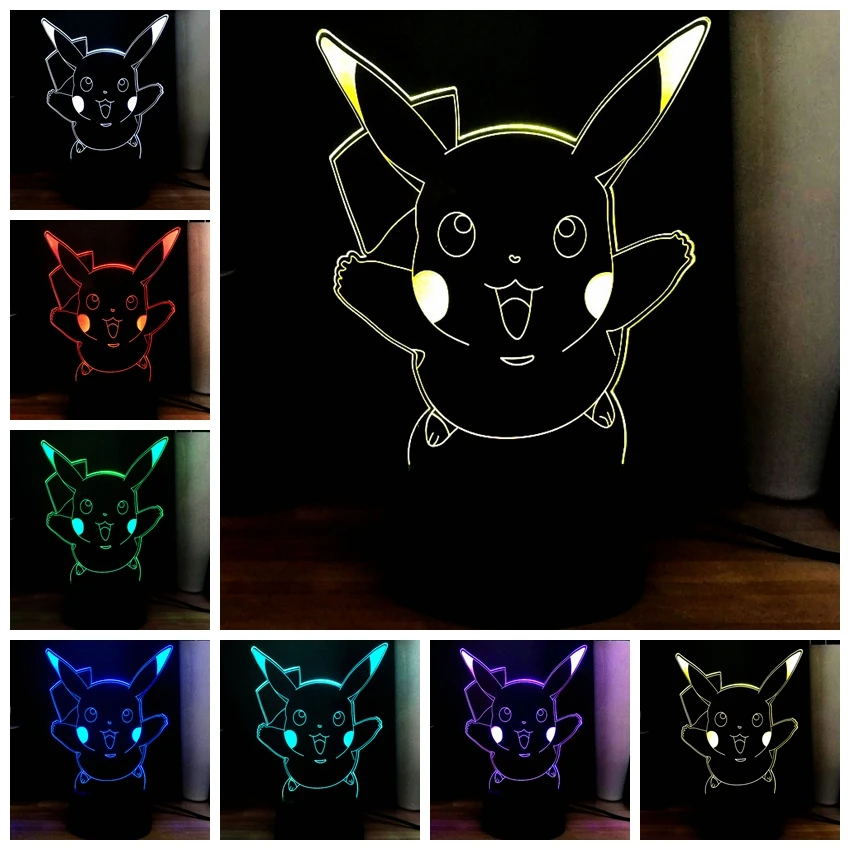 Покемон го каваи 3D ночник милый Пикачу чармандер Сквиртл Charizard USB сенсорный
