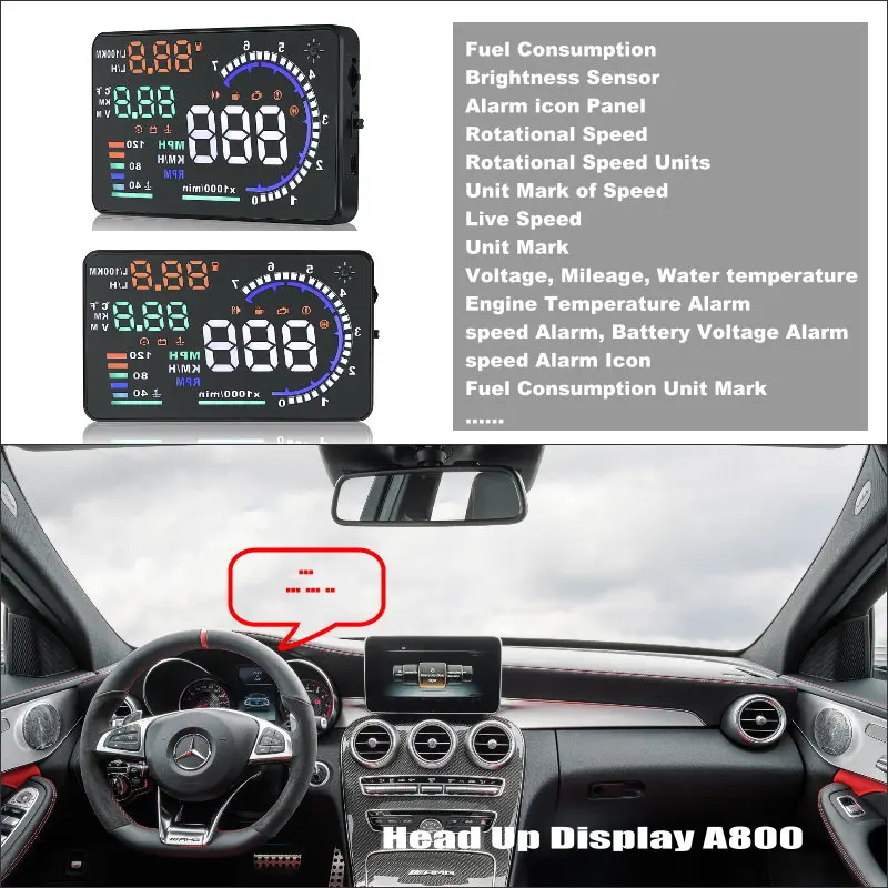 Car Safety Driving Projector For Mercedes Benz C Class MB W202/W203/W204/W205 HUD Head Up Display Screen OBD Reflect Windshield