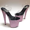 20CM Pink Glitter Leecabe/розовые блестящие женские босоножки на платформе обувь для танцев на шесте обувь на высоком каблуке 20 см/8 дюймов вечерние туфли для танцев на шесте - Цвет: 20CM Pink Glitter